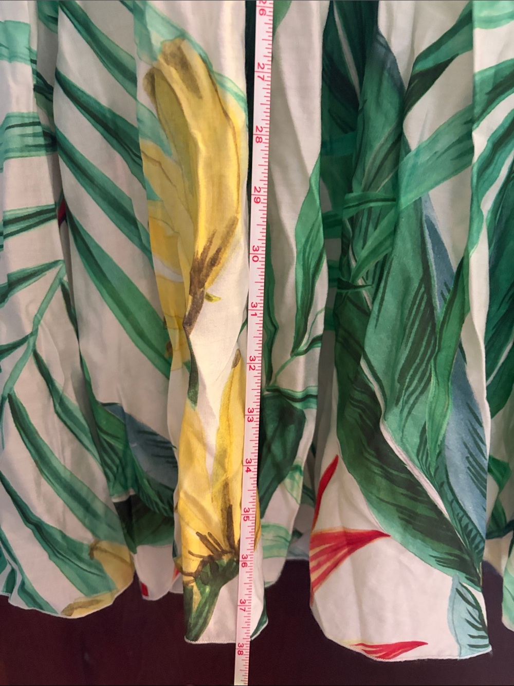 H&M White Maxi Skirt with Green Leaf & Yellow Floral Print - Picture 3 of 3